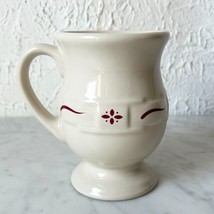 Longaberger Pottery Grandmug Footed Latte Cup Woven Traditions Red - $28.45