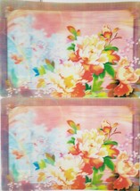 Set Of 2 Same Plastic Semi Clear Placemats, 12&quot;x17&quot;, Multicolor 3D Flowers # 2 - £9.60 GBP