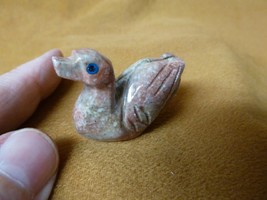 (Y-DUC-10) Brown DUCK bird stone soapstone CARVING PERU I love water fow... - $8.59