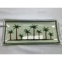 Hand Painted Glass Tray Palm Trees Mid Century Modern 11.5 x 5.5 Inches MCM - £12.66 GBP