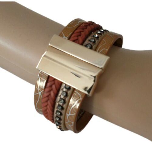 Primary image for Y2K Wrap Multi Strand Bracelet Leather Rhinestones Western Magnetic Studs Grunge
