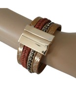 Y2K Wrap Multi Strand Bracelet Leather Rhinestones Western Magnetic Stud... - £13.93 GBP