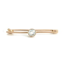 Antique Arts and Crafts Aquamarine Long Brooch Pin 9K Rose Gold, 2.29 Grams - £395.68 GBP