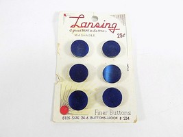Vintage NOS LANSING SEW ON BUTTONS 6 Metallic Blue #8105 Size 24 Hook #234 - £3.82 GBP