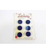 Vintage NOS LANSING SEW ON BUTTONS 6 Metallic Blue #8105 Size 24 Hook #234 - $90.29 MXN