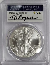 2021- American Silver Eagle- Type 2- PCGS- MS70 First Day of Issue- TD Rogers - £100.16 GBP