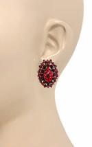 1.1/&quot;8 Long Vintage Inspired Red Acrylic Rhinestone Post Earrings Casual... - $12.83