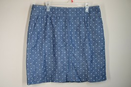 Talbots 16 Chambray Polka Dot Cotton Short Pencil Skirt Pockets - £20.31 GBP