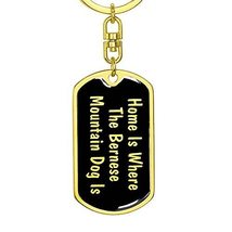Bernese Mountain Dog&#39;s Home v2 - Luxury Dog Tag Keychain 18K Yellow Gold Finish - £27.94 GBP
