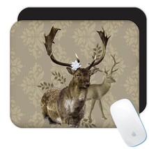 Deer Realistic Painting : Gift Mousepad Lotus Flower Deers Wild Animals Forest A - £10.41 GBP
