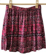 Hollister Mini Skirt Pull On Red Blue Geometric Aztec Tribal Print Size L - $13.84