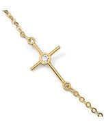 14K Yellow Gold CZ Cross Anklet - £199.11 GBP