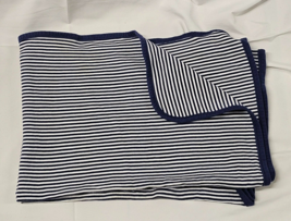 Vintage 2002 FDS First Impressions Baby Blanket Navy Blue White Thin Stripe - £31.64 GBP