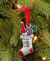 Dear Santa, Bring Wine Sentiment Christmas Ornament New - £10.24 GBP