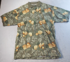 Tommy Bahama Polo Shirt Mens Medium Green Palm Leaf Cotton Short Sleeve Collared - £16.13 GBP