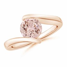 ANGARA Bar-Set Solitaire Round Morganite Bypass Ring for Women in 14K Solid Gold - £892.44 GBP