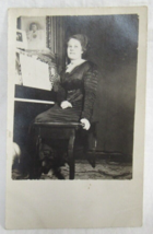 Velox 1907 Black &amp; White Real Photo Postcard Woman At The Piano Portrait RPPC - £2.36 GBP