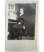 Velox 1907 Black &amp; White Real Photo Postcard Woman At The Piano Portrait... - $55.93 MXN