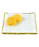 7 Glass Set Of 4 Square Edge Gold Plates - €114,94 EUR