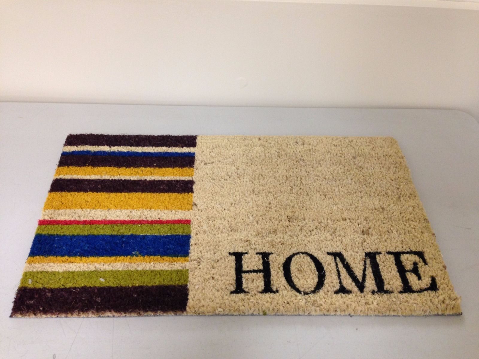 HOME STRIPE DOOR MAT COIR PVC BACKED TEXT DOORMAT STRIPEY ENTRANCE CA72 - $10.71