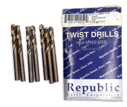Republic Screw Machine Length Drill Bit 3/16&quot; Cobalt 135 Split Point 7 Bits - £11.79 GBP