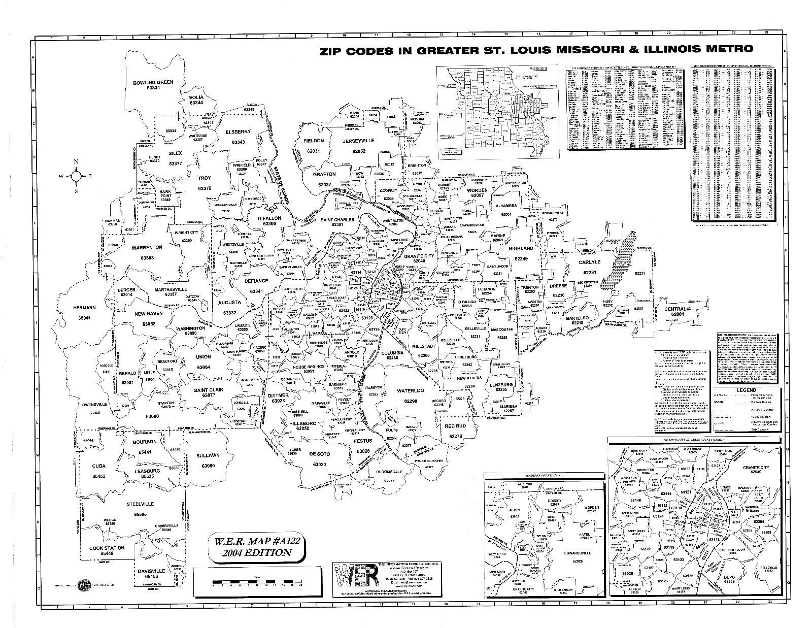 St Louis MO Illinois Metro Laminated Zip Code Wall Map - Maps & Atlases