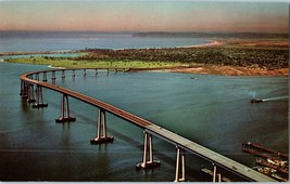 San Diego Bay &amp; Coronado Connected by Bridge California Postcard - £10.05 GBP