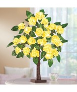 YELLOW Lighted Tabletop Artificial Rose Tree Greenery Easter Valentine D... - £18.28 GBP