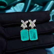 NEW Trend Emerald Paraiba 6 carats 10*14Stud Earring For Women Butterfly Full Of - £11.43 GBP