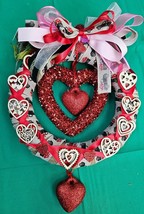 Medium Valentine’s Day Wreath Door Swag Wooden Hearts Trucks Deco Mesh 12&quot; - £25.90 GBP