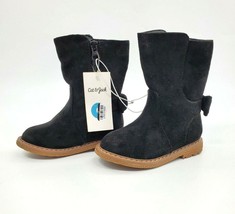 New Cat &amp; Jack Girls Sz 6 Hyla Black Over Ankle Zipper Boots Kids - £11.84 GBP