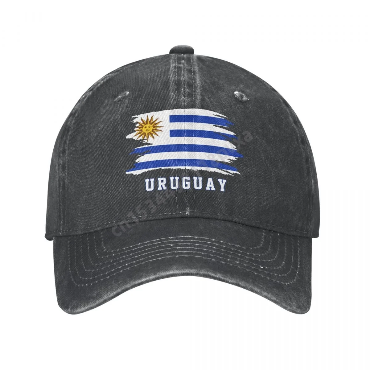 Uruguay Flag Uruguayans Unisex Adult Charcoal Washed Denim Baseball Cap Men - £14.16 GBP