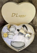 Espresso Set D’Lusso Designs Demitasse Cup &amp; Saucer Stove Top Espresso Maker - £19.98 GBP