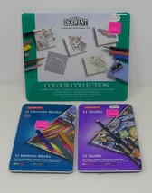 Derwent Colour Collection 24 Mixed Colour Materials 12 Studio 12 Intense Blocks - £38.48 GBP