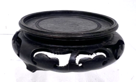 Antique Vintage Chinese 3 Legs Carved Dark Wood Vase Statue Bowl Stand 3... - $12.38