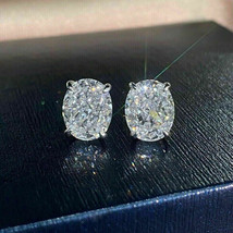 2.00Ct Oval Cut Created Moissanite Women's Stud Earrings 14K White Gold Plated - $116.99