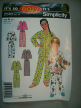 2540 It&#39;s So Easy It&#39;s Simplicity  Child&#39;s Pajama Top and Pants Sizes XS-L - £9.33 GBP