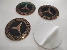 mercedes car wheel center cap-set of 4-Metal Stickers-self adhesive Top ... - £15.16 GBP+