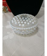 Vintage Opalescent Hobnail Moonstone Milk Glass Boudoir Powder Dish W/ Lid - £17.62 GBP
