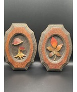 Sryroco Wood 3D Copper Brass Mushroom &amp; Leaf Wall Decor Pictures Set of 2 - $28.64