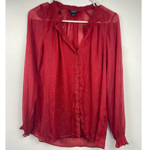 Simply Vera Wang Chiffon Button Front Top Women S Wine Red Balloon Slv Lined NWT - £18.09 GBP