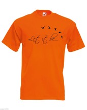 Mens T-Shirt Quote Let It Be with Birds The Beatles Inspirational Text Shirt - £19.41 GBP