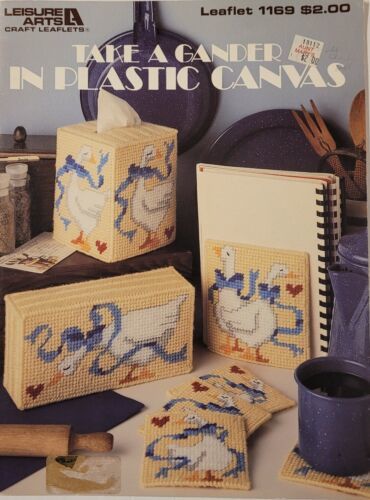Leisure Arts Take A Gander White Geese In Plastic Canvas Pattern Leaflet   EUC! - $4.00