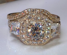 3.03 KT Diamanti Finti Matrimonio Fidanzamento Fascia IN 925 Argento Sterling - £112.49 GBP