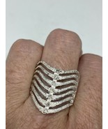 Vintage White Sapphire Ring Cocktail 925 Sterling Silver Size 5 - £94.64 GBP