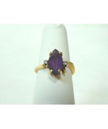 Womens Vintage Estate 14K Yellow Gold &amp; Marquis Amethyst Ring 3.7g E2915 - $5,550.95 MXN