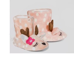 Deer Doe Toddler Girls House Shoes Slipper Boots Slippers Booties Slip proof NEW - £6.46 GBP