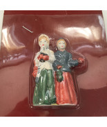 Vintage Dickens collectables hand painted small figurine 2 woman Christm... - $19.75