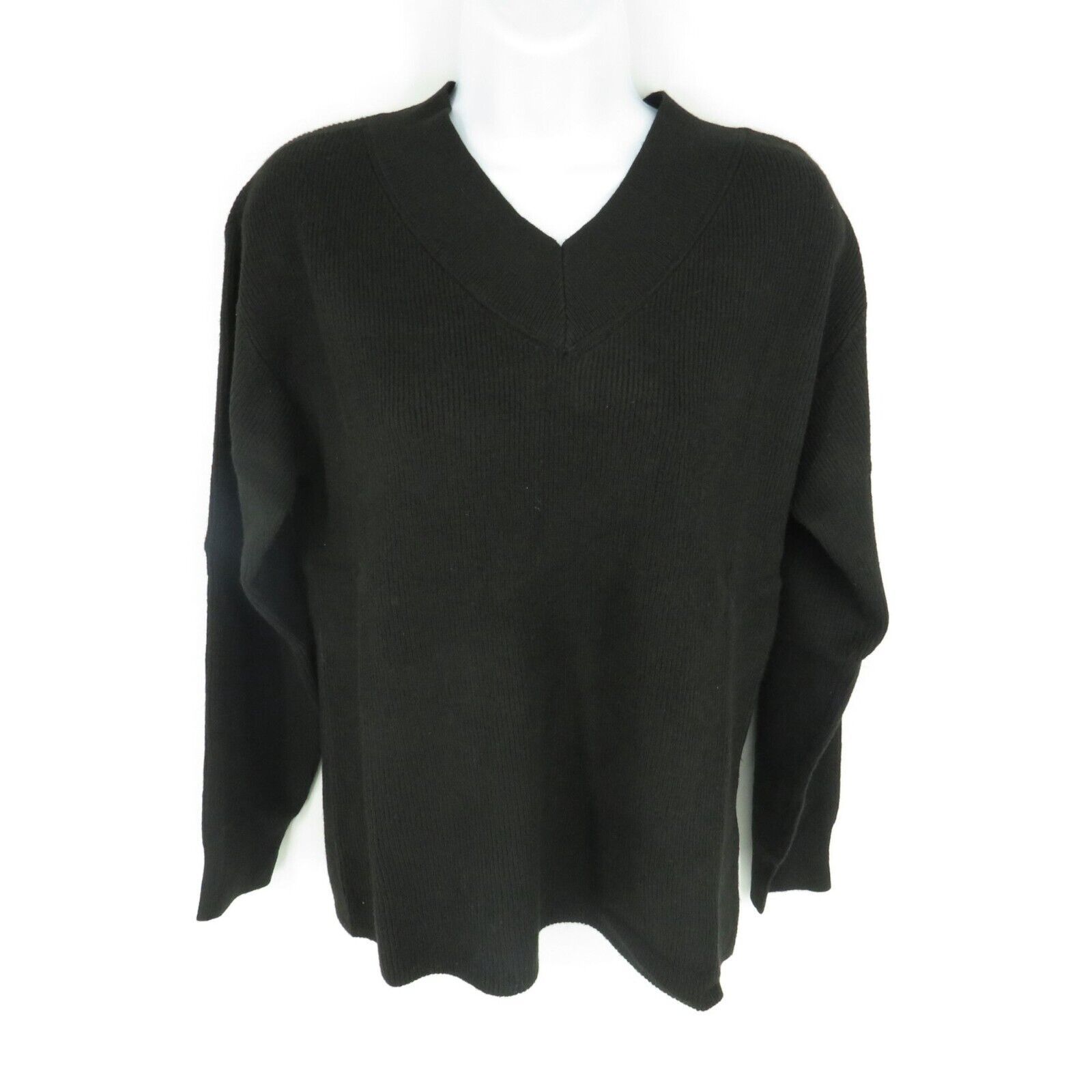Primary image for Nine West Women's V-Neck Ribbed Black Sweater XXL NWT $49