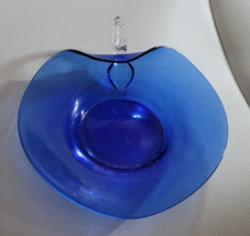 Vintage Cobalt Blue Candy Dish Glass Clear Handle Table Top Decorative Nice - $332.60 MXN